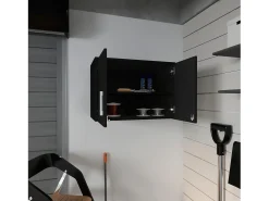 Cyrus Armário de despensa em melamina com 3 prateleiras, 50 cm X 70 cm X 40.5 cm , Preto