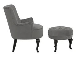 Dallas | Poltrona + banqueta em veludo cinza