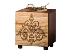 Damask | Mesa de apoio com 1 porta em castanho