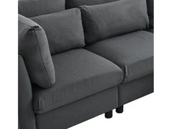 Design moderno, mobiliário estofado, sofá de 3 lugares, sofá de canto em forma de L com apoio para os pés, cinzento