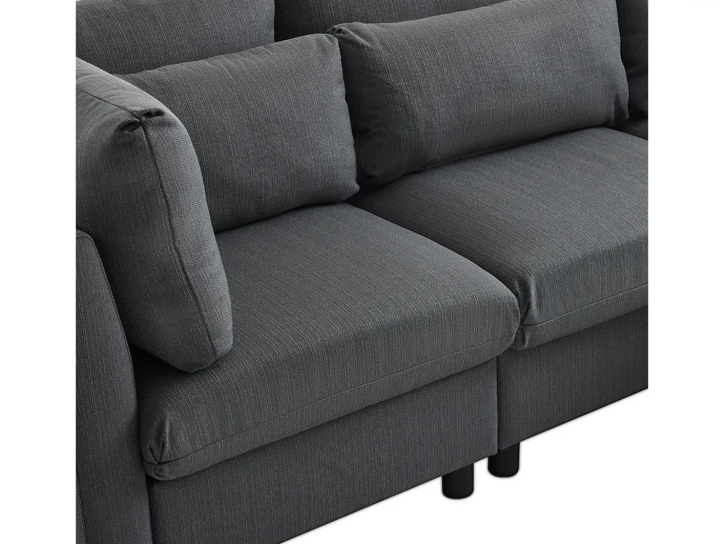 Design moderno, mobiliário estofado, sofá de 3 lugares, sofá de canto em forma de L com apoio para os pés, cinzento