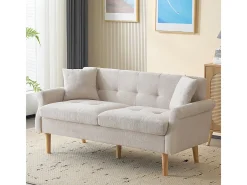 Design moderno, móveis estofados, sofá duplo, sofá estofado com almofadas grossas, bege
