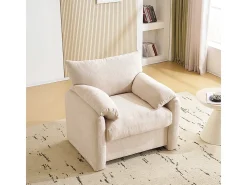 Design moderno, tecido chenille, poltrona de grandes dimensões, cadeira decorativa, sofá individual, bege