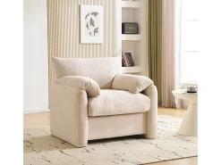 Design moderno, tecido chenille, poltrona de grandes dimensões, cadeira decorativa, sofá individual, bege