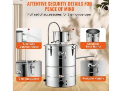 Destilador de Álcool SucceBuy Destilador de Água sem Gás e Álcool de 34 L com Barril Thumper e Bomba de Água