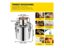 Destilador de Álcool SucceBuy, 36 L, Fabricação de Whisky, Bomba de Água, para Organizar Reuniões Familiares e Festividades Festivas