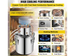 Destilador de Álcool SucceBuy 12.5 L, Kit Moonshine Still, Destilaria de Whisky com Bomba d'Água