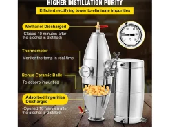 Destilador de Álcool SucceBuy Alambique 30 L Inox Kit de Fabricação Caseira, Destilador de Moonshine em Aço Inoxidável, Kit de Cerveja Artesanal Caseira