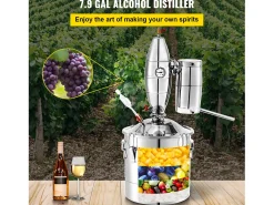 Destilador de Álcool SucceBuy Alambique 30 L Inox Kit de Fabricação Caseira, Destilador de Moonshine em Aço Inoxidável, Kit de Cerveja Artesanal Caseira