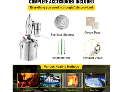 Destilador de Álcool SucceBuy 50L Destilador de Água e Álcool Moonshine Still, Prata