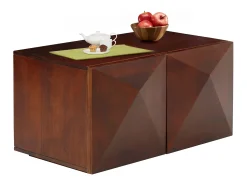 Diamond | Mesa de centro com 2 portas em madeira de manga castanha