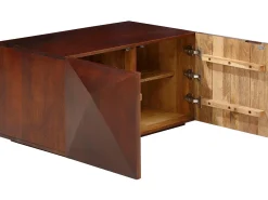 Diamond | Mesa de centro com 2 portas em madeira de manga castanha