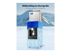 Dispensador de Cubos de Gelo SucceBuy, 9 kg/min, Dispensador Automático com Triturador, Pés com Altura Ajustável, para Máquina de Gelo de Escritório