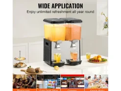 Distribuidor de Bebidas Comercial SucceBuy 18L x 2 Reservatórios, 370W, Distribuidor de Bebidas Frias para Festas