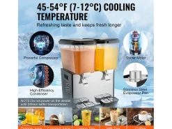 Distribuidor de Bebidas Comercial SucceBuy 18L x 2 Reservatórios, 370W, Distribuidor de Bebidas Frias para Festas