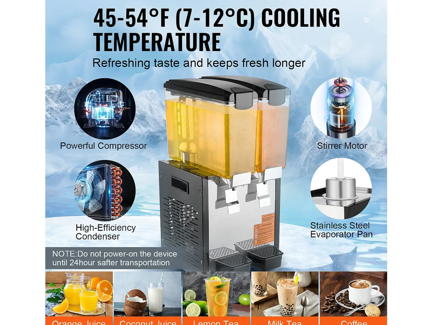 Distribuidor de Bebidas Comerciais SucceBuy 10 L x 2 Reservatórios, Distribuidor de Bebidas Geladas e Sucos Frios