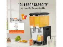 Distribuidor de Bebidas Comerciais SucceBuy 10 L x 2 Reservatórios, Distribuidor de Bebidas Geladas e Sucos Frios