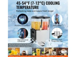 Distribuidor de Bebidas Comerciais SucceBuy 12 L x 2 Reservatórios, Distribuidor de Bebidas Geladas e Sucos Frios