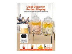 Distribuidor de Bebidas SucceBuy, Grande Capacidade de 5,5 L, 2 Unidades, Fonte de Água em Vidro, Distribuição de Água, Sumo, Limonada, Chá Gelado, para Café