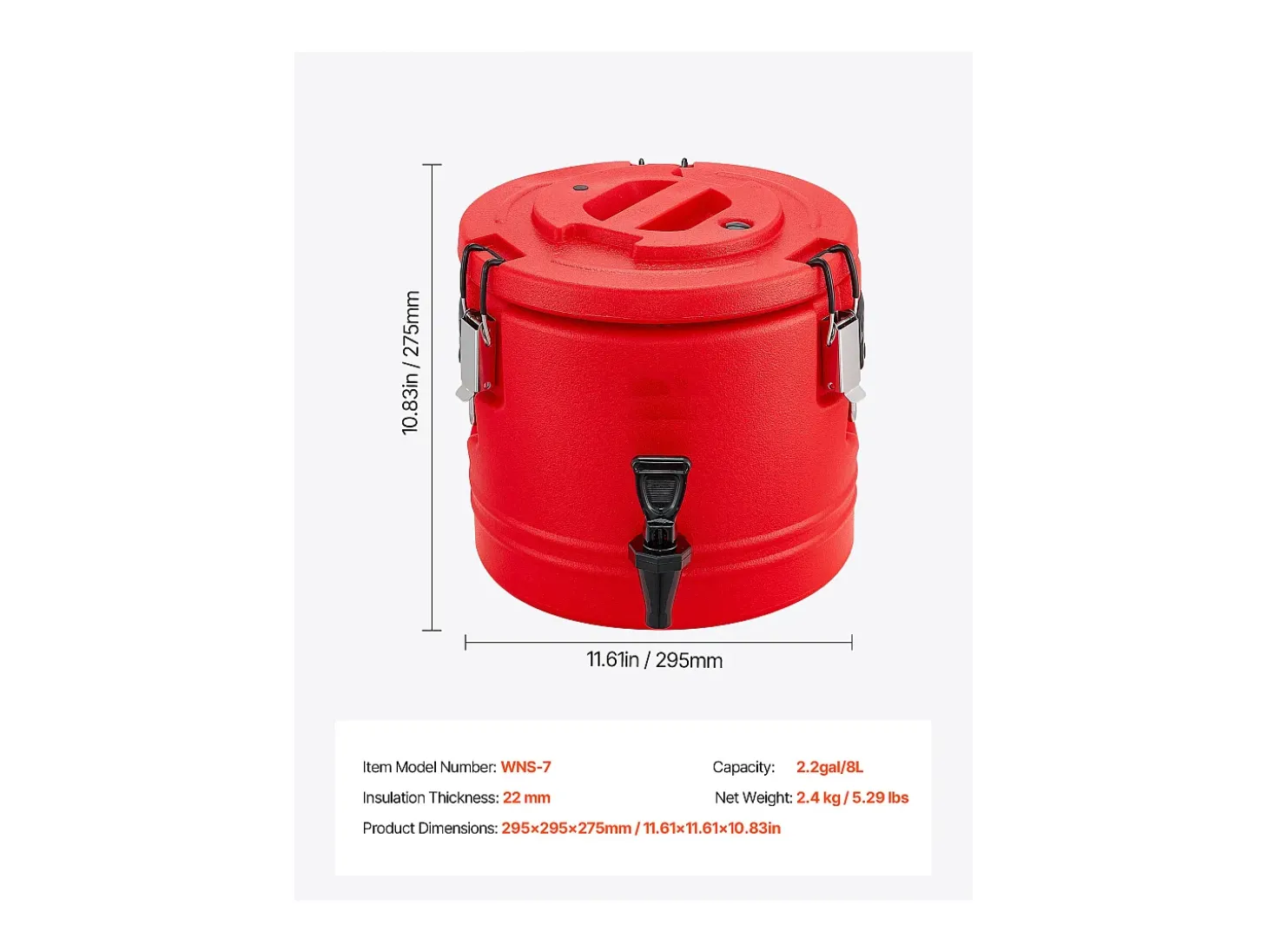 Distribuidor de Bebidas SucceBuy Isotérmico 8 L, Fonte de Água Quente e Fria Não Elétrica com Torneira, Recipiente Isotérmico de Qualidade Alimentar