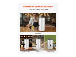 Distribuidor de Bebidas SucceBuy de 15 L, Fonte de Água Quente e Fria Não Elétrica com Torneira e Alça, Recipiente em Aço Inoxidável