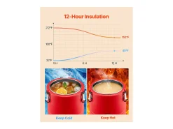 Distribuidor de Bebidas SucceBuy Isotérmico 11,4 L, Fonte de Água Quente e Fria Não Elétrica com Torneira, Recipiente Isotérmico de Qualidade Alimentar