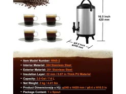 Distribuidor de Bebidas, SucceBuy 7,6 L Distribuidor de Bebidas Isolado em Aço Inoxidável