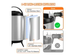 Distribuidor de Bebidas, SucceBuy 7,6 L Distribuidor de Bebidas Isolado em Aço Inoxidável