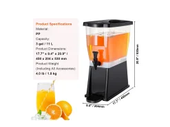 Distribuidor de Bebidas SucceBuy Dispensador de Bebidas em Plástico para Festas de 11 L, Independente
