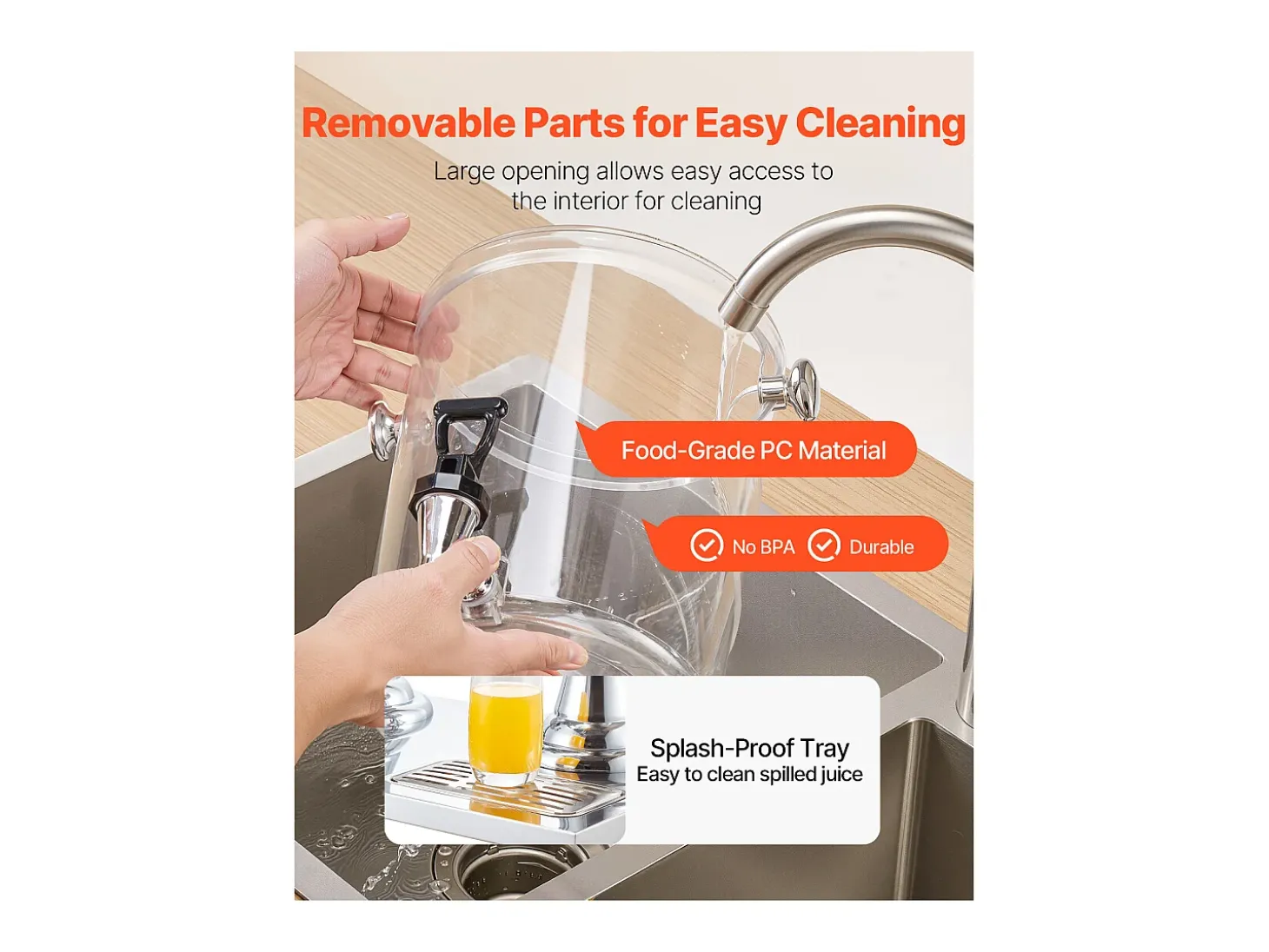 Distribuidor de Bebidas SucceBuy, Capacidade 2x 8 L, Fonte de Água em Aço Inoxidável e Plástico, Distribuição de Sumo, Limonada, Chá Gelado, Café