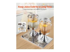 Distribuidor de Bebidas SucceBuy, Capacidade 2x 8 L, Fonte de Água em Aço Inoxidável e Plástico, Distribuição de Sumo, Limonada, Chá Gelado, Café