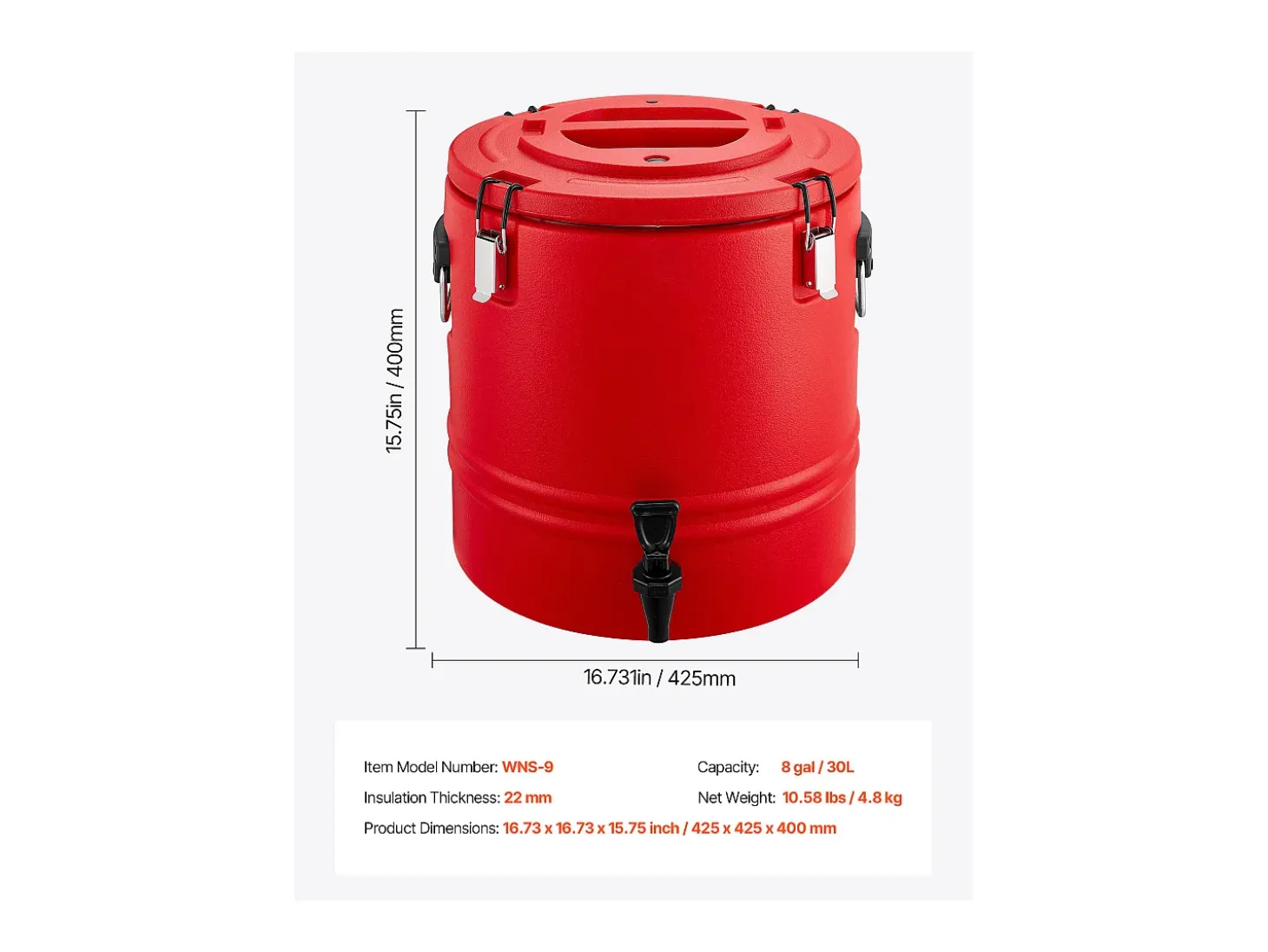 Distribuidor de Bebidas SucceBuy Isotérmico 30 L, Fonte de Água Quente e Fria Não Elétrica com Torneira, Recipiente Isotérmico de Qualidade Alimentar
