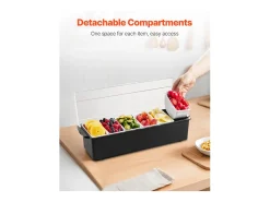 Distribuidor de Temperos Refrigerado SucceBuy, com 6 Compartimentos e Tampa, 50,3x16,5x11,7 cm