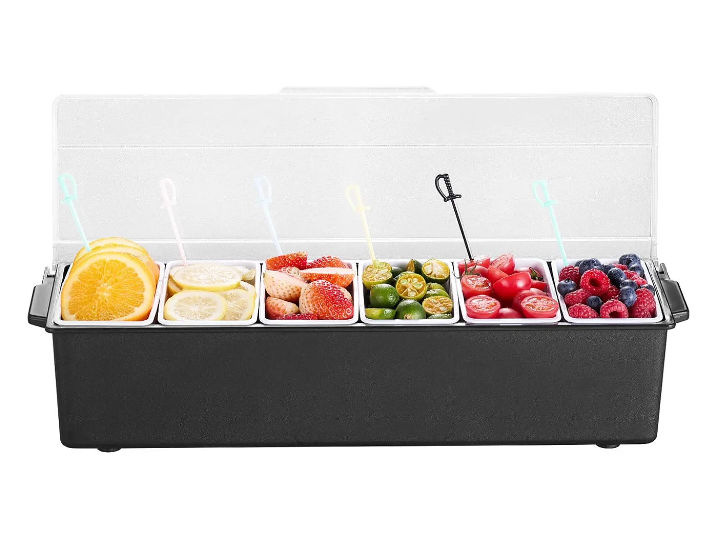 Distribuidor de Temperos Refrigerado SucceBuy, com 6 Compartimentos e Tampa, 50,3x16,5x11,7 cm