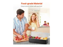 Distribuidor de Temperos Refrigerado SucceBuy, com 6 Compartimentos e Tampa, 50,3x16,5x11,7 cm