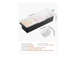 Distribuidor de Temperos Refrigerado SucceBuy, com 6 Compartimentos e Tampa, 50,3x16,5x11,7 cm
