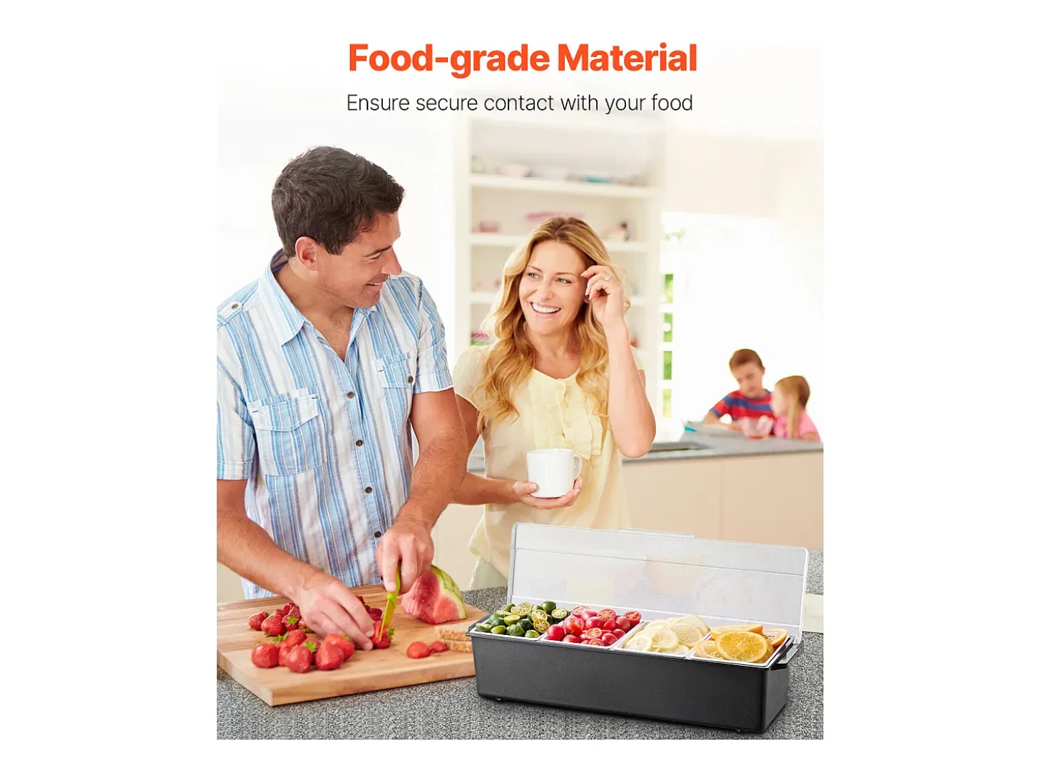 Distribuidor de Temperos Refrigerado SucceBuy, com 4 Compartimentos e Tampa, 50,3x16,5x11,7 cm
