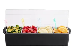 Distribuidor de Temperos Refrigerado SucceBuy, com 4 Compartimentos e Tampa, 50,3x16,5x11,7 cm