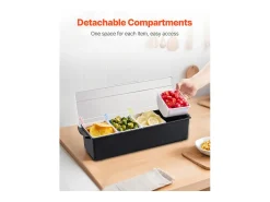 Distribuidor de Temperos Refrigerado SucceBuy, com 4 Compartimentos e Tampa, 50,3x16,5x11,7 cm