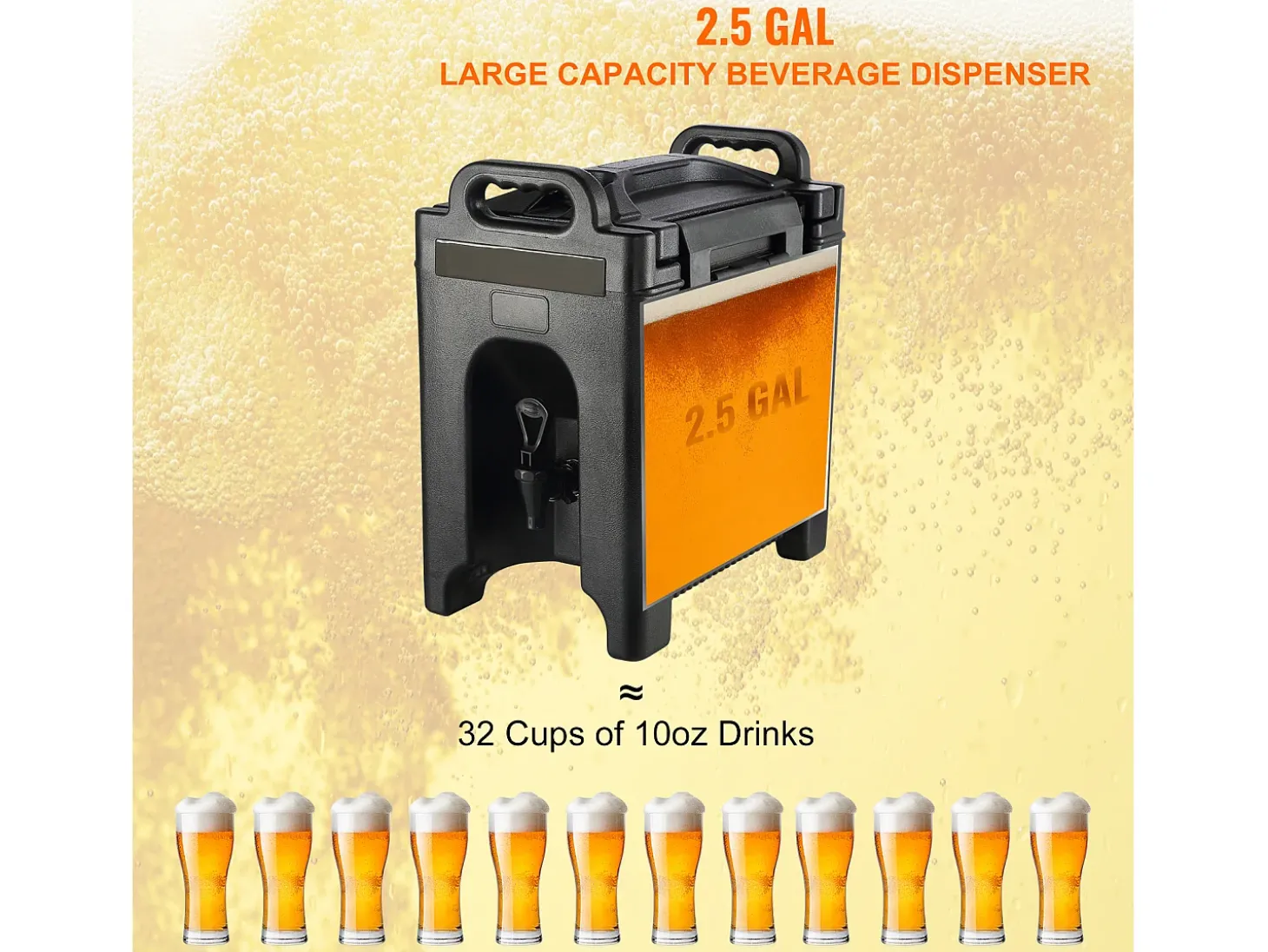 Distribuidor SucceBuy de Bebidas Isotérmicas de 9.5 L, para Bebidas Quentes e Frias, PEBD de Qualidade Alimentar