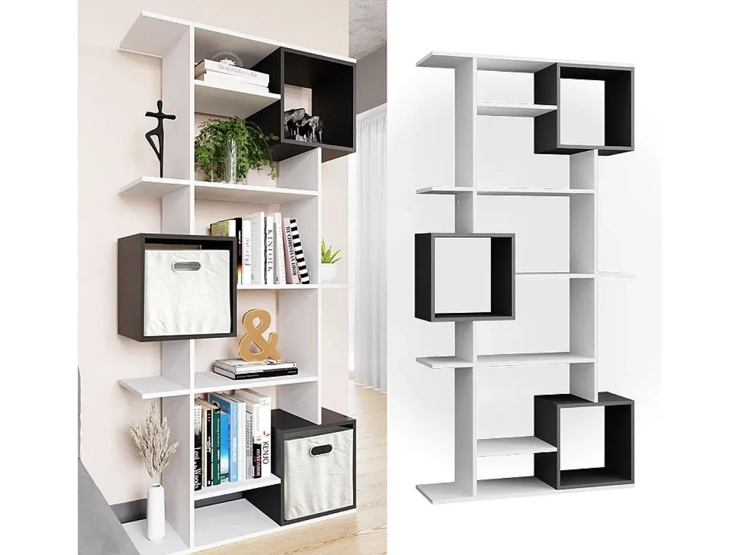 Divisória de sala branco/antracite 92x29x187.7 cube