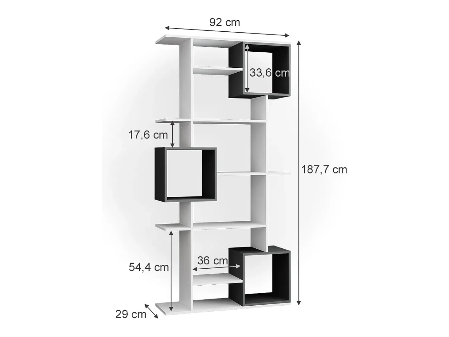 Divisória de sala branco/antracite 92x29x187.7 cube