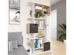 Divisória de sala branco/sonoma 92x29x187.7 cube