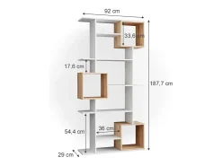 Divisória de sala branco/sonoma 92x29x187.7 cube