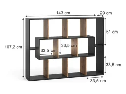 Divisória de sala carvalho antracite/goldkraft 107.2x29x143