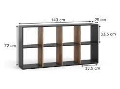 Divisória de sala carvalho antracite/goldkraft 143x29x72 scutum