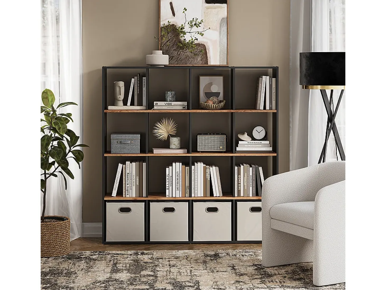 Divisória de sala carvalho antracite/goldkraft 142.4x29x143 karree