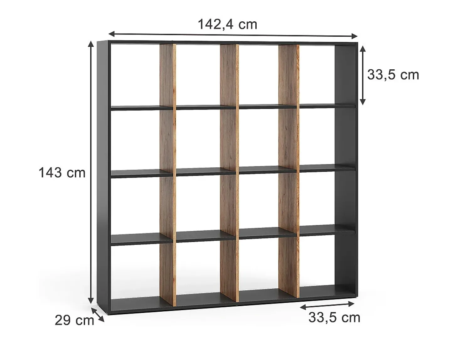Divisória de sala carvalho antracite/goldkraft 142.4x29x143 karree