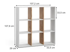 Divisória de sala carvalho branco/dourado 107.2x29x107.8 nove