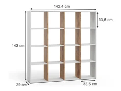 Divisória de sala carvalho branco/dourado 142.4x29x143 karree